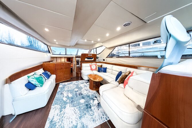 Miami Yacht Rental 58 ft + 1 Free Hr & 2 Jet Ski Rides | Boat Tour - Relaxation and Water Activities at Fisher Island