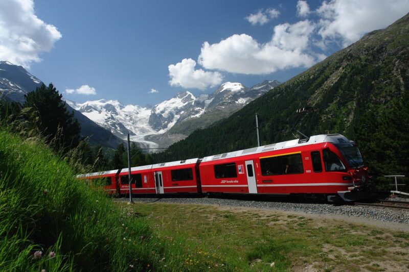 Milan: Bernina and Glacier Train Tickets & Sankt Moritz Tour - Riding the Bernina Red Train Along Swiss Mountain Vistas