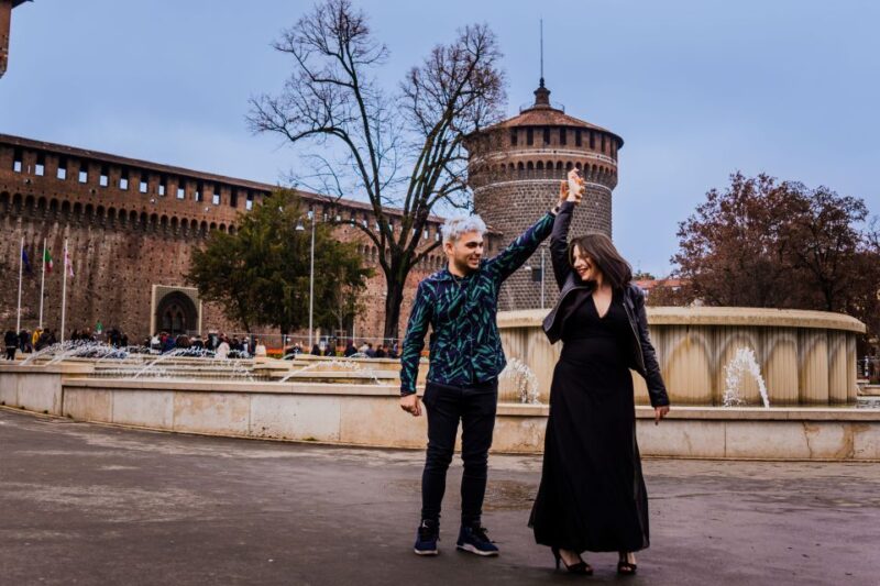 Milan: Professional Photoshoot Outside Sforza Castle - The Digital Delivery and Additional Photo Options