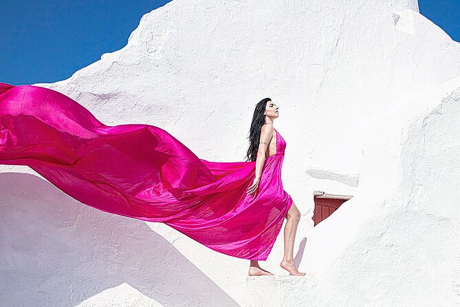 Mykonos Flying Dress High End Professional Photographer - Key Points