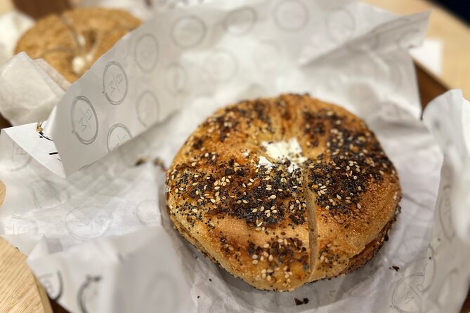 New York City Breakfast and Sites - Sampling Bagels at the Bagel Market