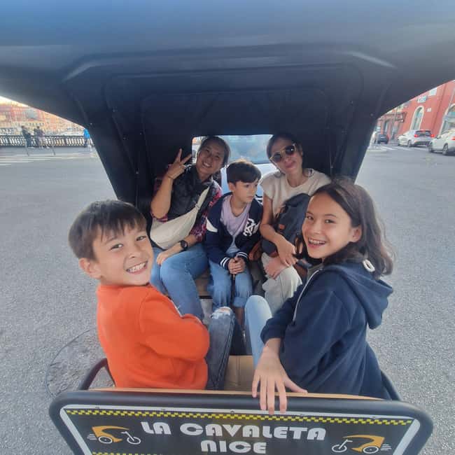 Nice: Family city tour by bicycle Electric cab (4 comfort seats) - Photo Stop at the Negresco Hotel and Final Coastal Drive