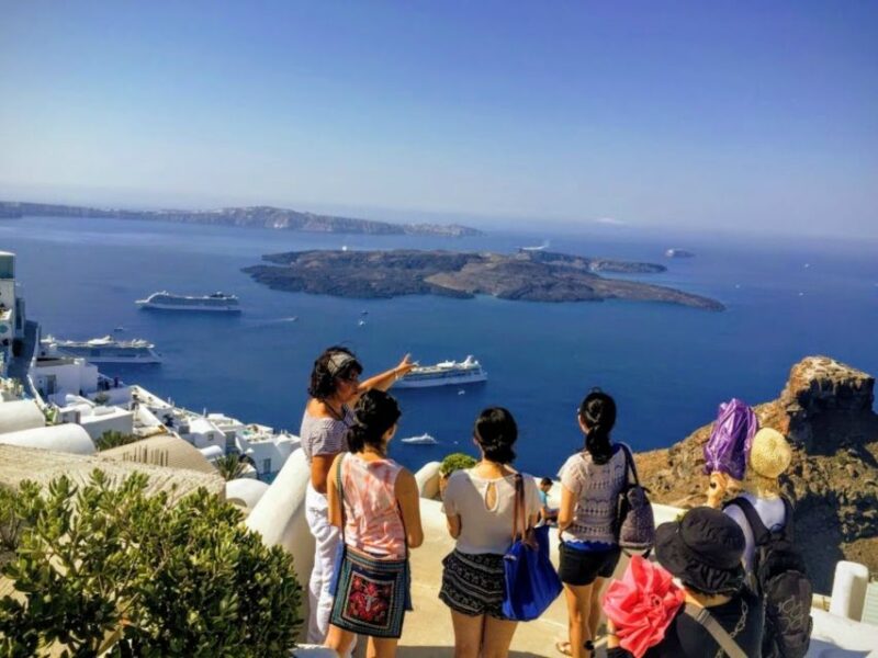 North Santorini: Private Tour with Oia Sunset by Natives - Visiting Firostefani’s Iconic Blue Dome Church