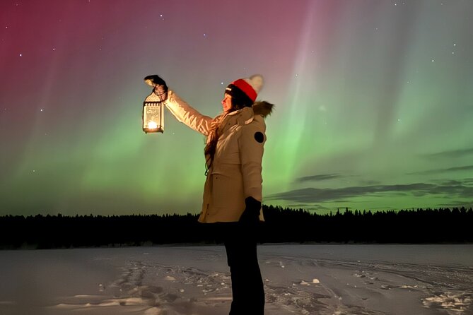 Northern Lights Adventure in the Wild with Campfire Treats - Snowshoe Walks and Exploring the Frozen Lake