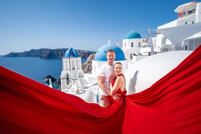 Oia: Santorini Photoshoot with Flying Dress Rental Option - The Authentic Flyoia Flying Dress Experience