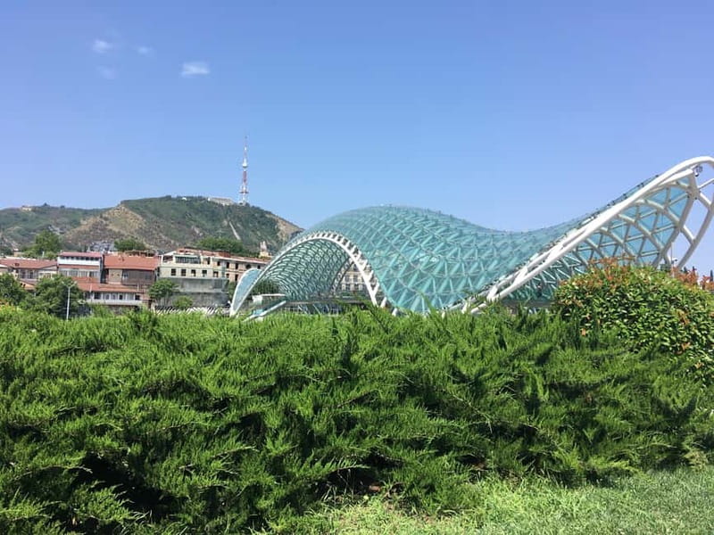 Old Tbilisi Private Walking Tour with Wine and Cable Car - Walking Past Rike Park and the Bridge of Peace