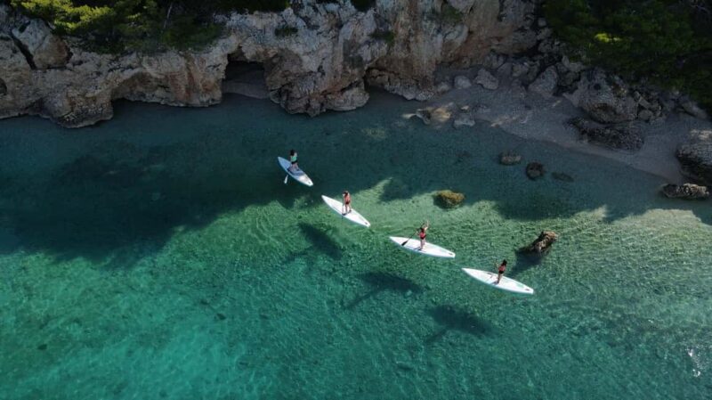 Omialj: Krk Bridge Electric SUP Tour - Navigating the Bay of Selehovica and Saint Marko Island