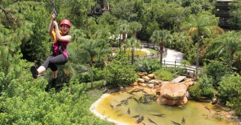 Orlando: Gatorland Zipline Adventure w/ Full-Day Park Access - Crossing the Swinging Bridge and Viewing Animal Exhibits