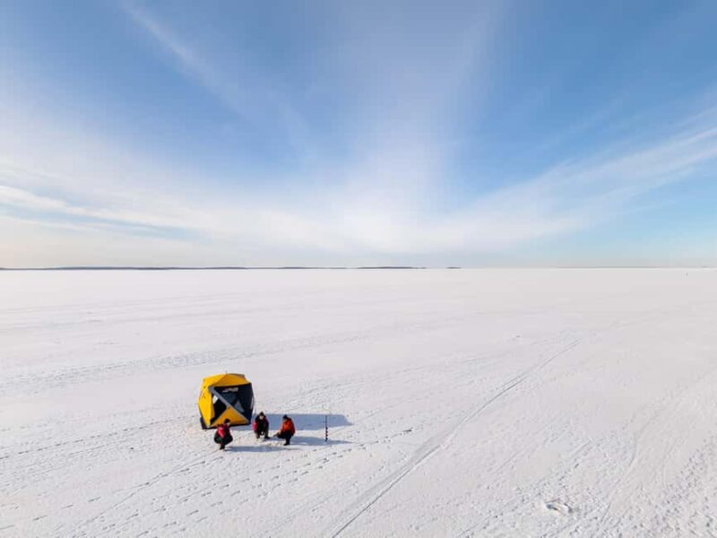 Oulu: Arctic Sea Ice Fishing - Drilling Ice Holes and Using Sonar Fish Finders