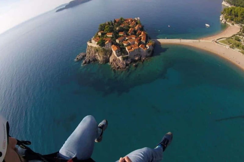 Paragliding Montenegro: Sveti Stefan Air Excursion - Landing at a Picturesque Montenegro Beach
