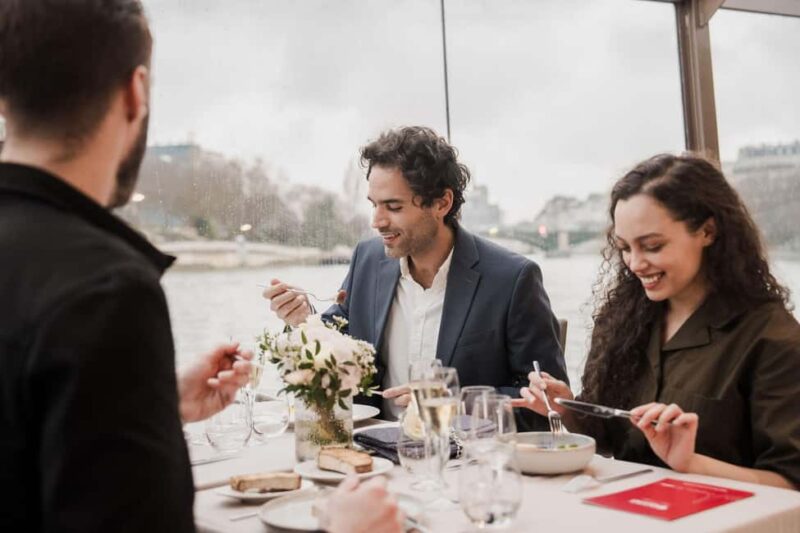 Paris: 4-Course Dinner Cruise on Seine River with Live Music - Views Through Large Bay Windows and Top Deck
