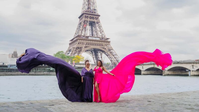 Paris: Eiffel Tower Flying-Dress Photoshoot jonadress - Photographers and Editing Excellence