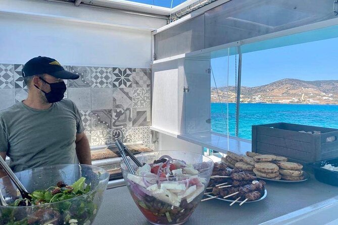 Paros Cruise to Antiparos & Despotiko with Traditional Boat - The Delicious Parian Cuisine and Refreshments