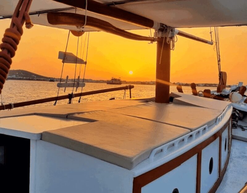 Paros: Sunset Boat Trip with Soft Drinks and Local Wine - Optional Sail Around San Spiridon Island