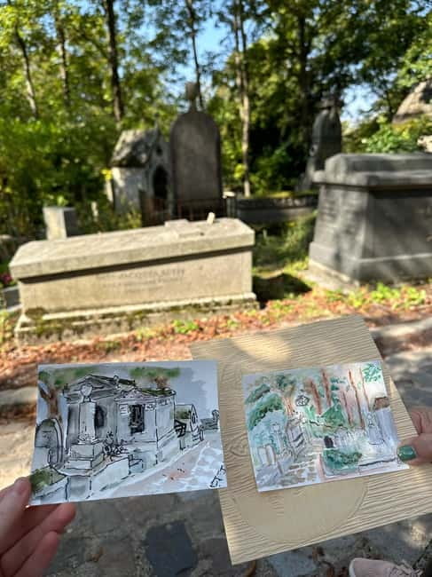 Père Lachaise Cemetery Watercolor Postcard Workshop in Paris - Scenic Inspiration Amidst Historic Monuments