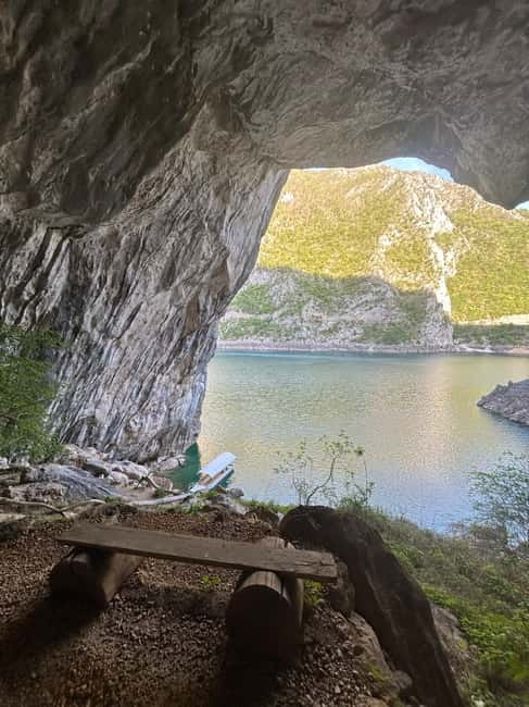 Piva Lake: Otea Cave Cruise with Optional BBQ - Passing Under the Bridge on Piva Lake