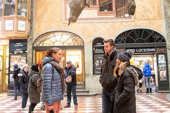 Prague Art Nouveau and Cubism Walking Tour - Inside the Lucerna Music Bar and Contemporary Sculptures