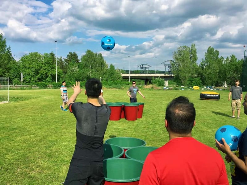 Prague: Beer Olympics with Unlimited Drinks - The Four Beer Games: Giant Beerpong, Blow Football, Basket Connect, and Beer Bong