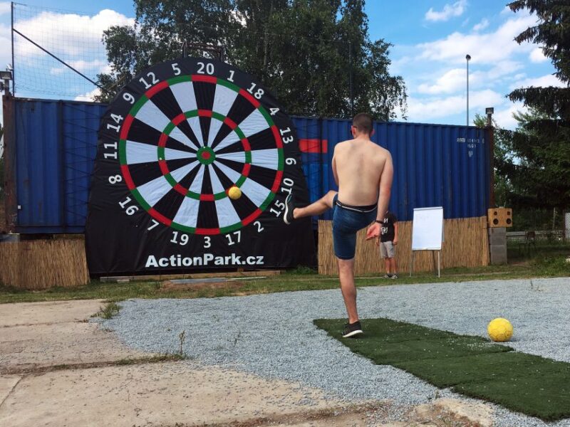 Prague: Giant Football Darts Game with Round of Beers & BBQ - Key Points