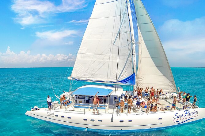 Private Catamaran from Cancun to Isla Mujeres | For up to 100 pp - Snorkeling Highlights at El Farito and the Sunken Ship