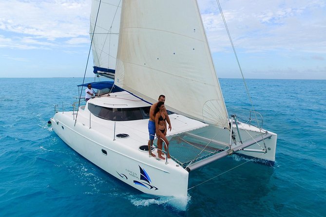 Private Catamaran from Cancun to Isla Mujeres | For up to 30 pepl - Snorkeling at Cancun Underwater Museum and Manchones Reef