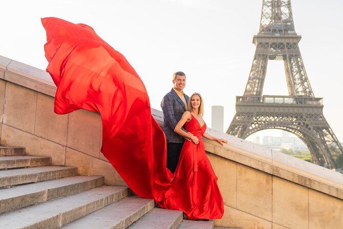 Private Flying Dress Photoshoot Experience by the Eiffel Tower - An Elegant Photoshoot Offering with Parisian Charm