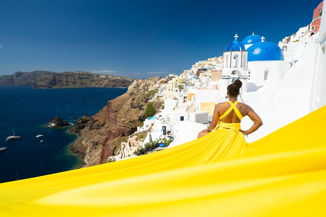 Private Flying Dress Photoshoot in Santorini - Meeting and Ending at the Same Location