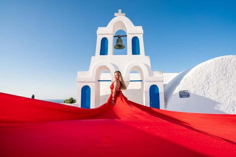 Private Flying Dress Photoshoot Santorini With Pickup - Key Points