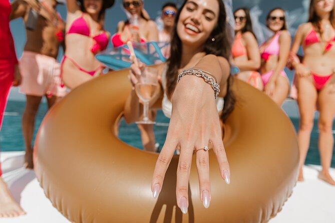 Private Luxury Bachelorette party Leopard Cat 51' - The Curated Bachelorette Kit: Sashes, Glasses, and Inflatable Ring