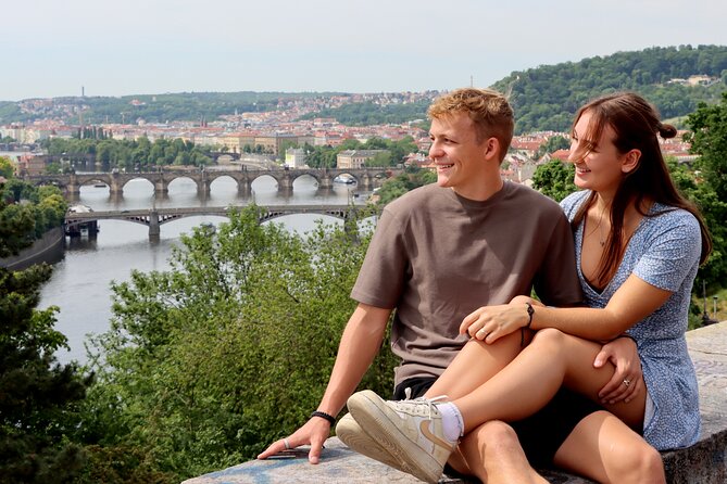 Private Prague Photoshoot for Individuals, Couples and Families - Framing the Vltava: Franz Kafka Museum View
