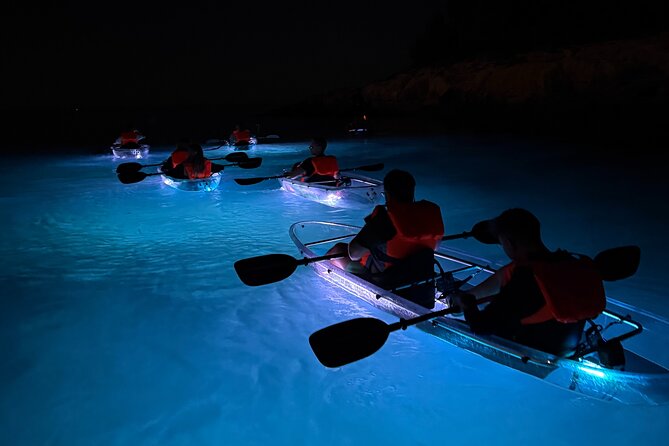 Pula: Sunset/Night-time Illuminated Transparent Kayak Tour - The Return Paddle and Nighttime Views