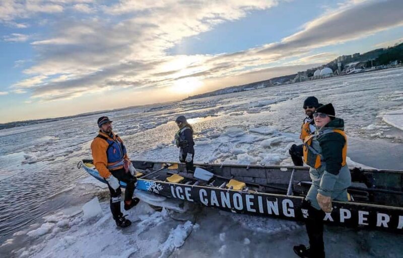 Quebec City: Sunset Ice Canoe Experience with Sauna - Trying Out Canoeing and Crampons