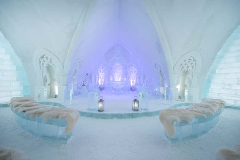 Quebec Ice Hotel Entrance Ticket with Transportation - The Ice Bar and Drinks: A Unique Refreshing Experience