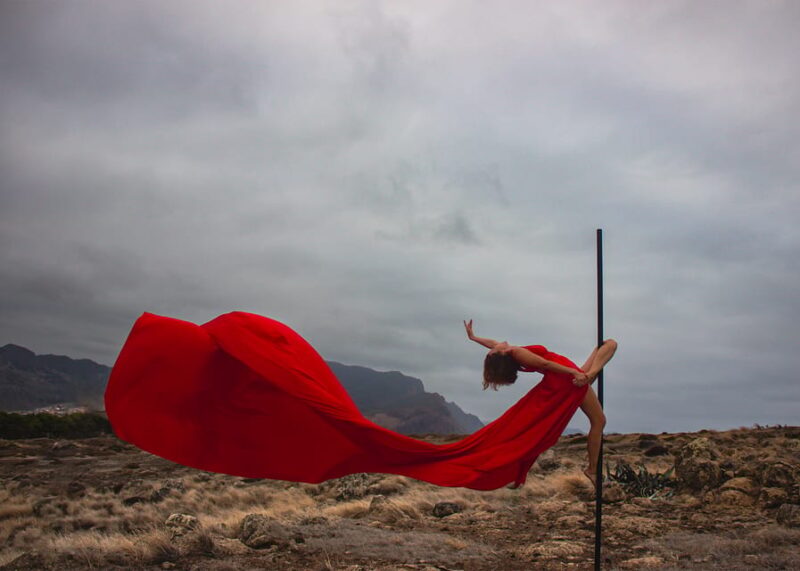 Red Flying Dress Photoshoot & Drone Video in Madeira - The Iconic Red Flying Dress in São Lourenço