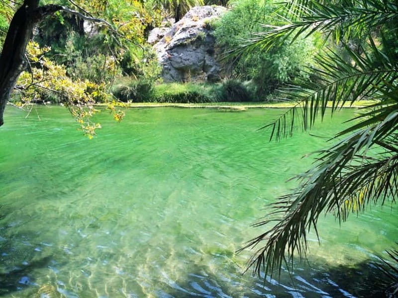 Rethymno/Chania: Preveli Beach and Kourtaliotiko Gorge Tour - Kourtaliotiko Gorge’s Mountainous Terrain and Waterfalls