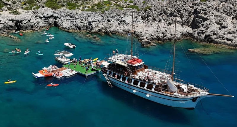 Rhodes: Gulet Trip with Food, Drinks, SUP, Kayak & Swimming - Rhodes: Gulet Cruise from Mandraki Port