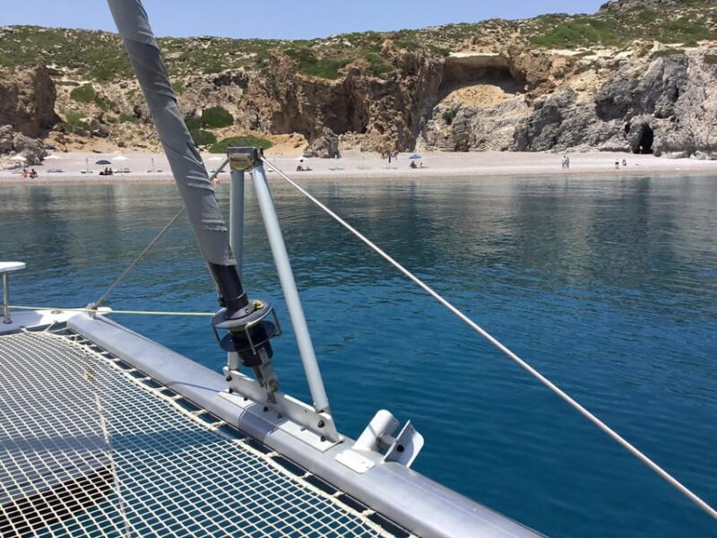 Rhodes Private Half Day Sailing Catamaran Cruise with drinks - Visiting Anthony Quinn Bay for Swimming and Snorkeling