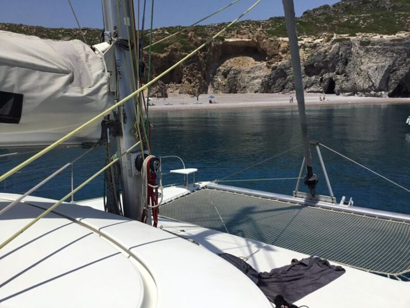 Rhodes: Sailing Catamaran Day Cruise with food and drinks - Experience a Luxurious Private Catamaran Day Cruise on Rhodes