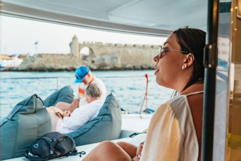 Rhodes: Sunset Catamaran Cruise with Dinner Buffet & Drinks - Water Activities: Snorkeling and Swimming