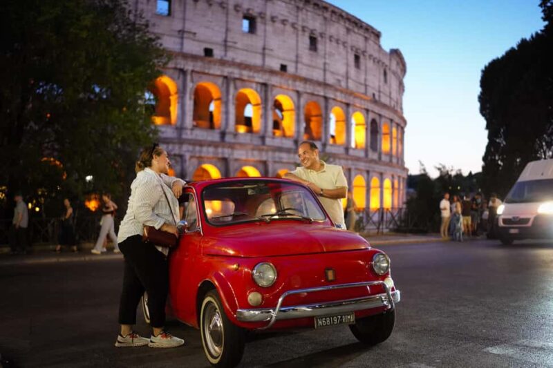Rome: Night photosession in a Fiat 500 with Aperol Spritz - Meeting in Front of Caffe Roma in Rome