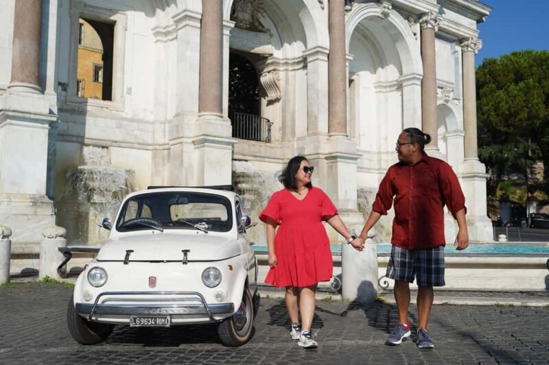 Rome: Photography service with Fiat 500 vintage car - Starting Point at Oppio Caffè in Rome