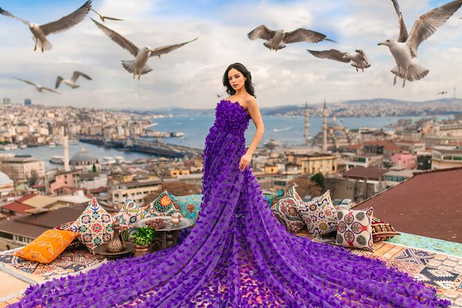 Rooftop Flying Dress Photo Shoot in Istanbul - Starting Point at Gelin Dizayn in Süleymaniye