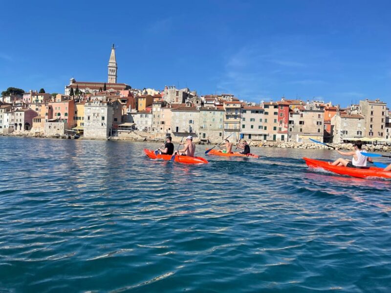 Rovinj:BUBA KAYAK TOURS:snorkeling,jumping,FREEdrinks&photos - Paddling Past Rovinj’s Old Town and Scenic Photo Stops