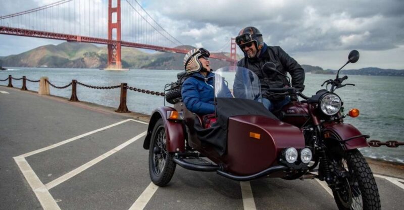 San Francisco: City Sunset Tour by Vintage Sidecar - Riding across the Golden Gate Bridge at Sunset
