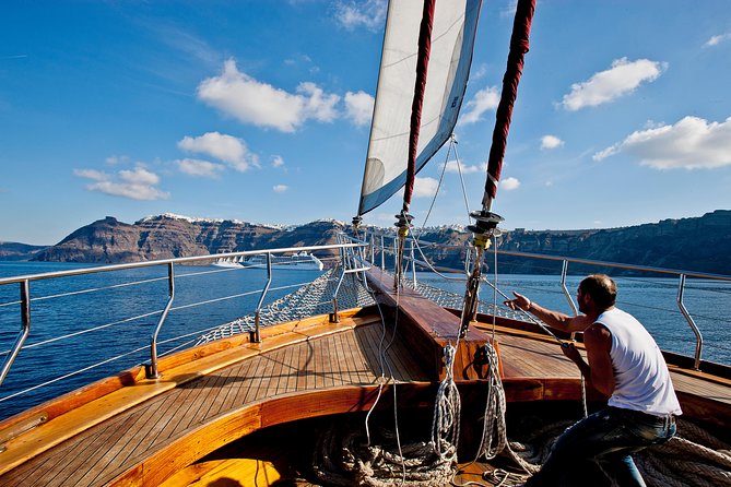 Santorini Caldera Sunset Sailing Cruise with Dinner and Wine - The Boat and Crew’s Hospitality