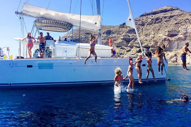 Santorini Catamaran Cruise with Fresh Meal and Open Bar - Gourmet Meal and Unlimited Drinks Onboard