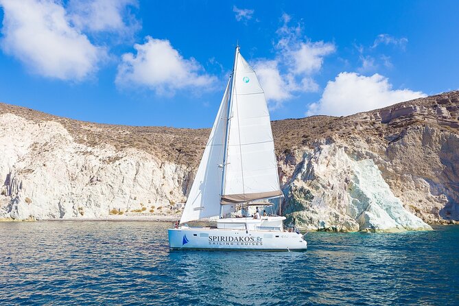 Santorini Classic Catamaran Cruise with BBQ, Drinks and Transfers - Swimming and Snorkeling at Mesa Pigadia and Nea Kameni