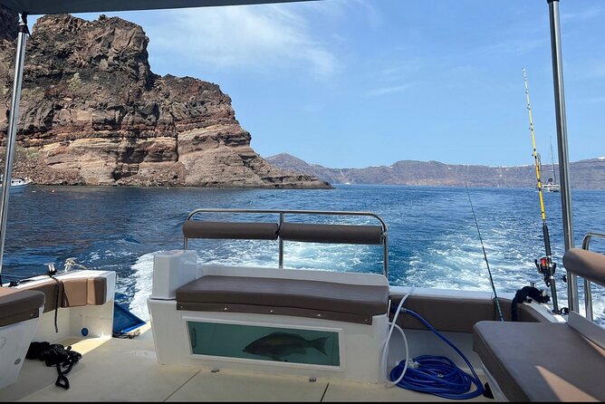 Santorini Fishing Private Cruise boat tour - BBQ, Snorkeling - Santorinis Secluded Fishing Spots Near the Volcano