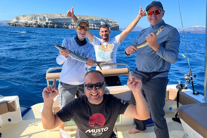 Santorini Fishing Private Cruise boat tour - BBQ, Snorkeling - Meeting Point and Logistics