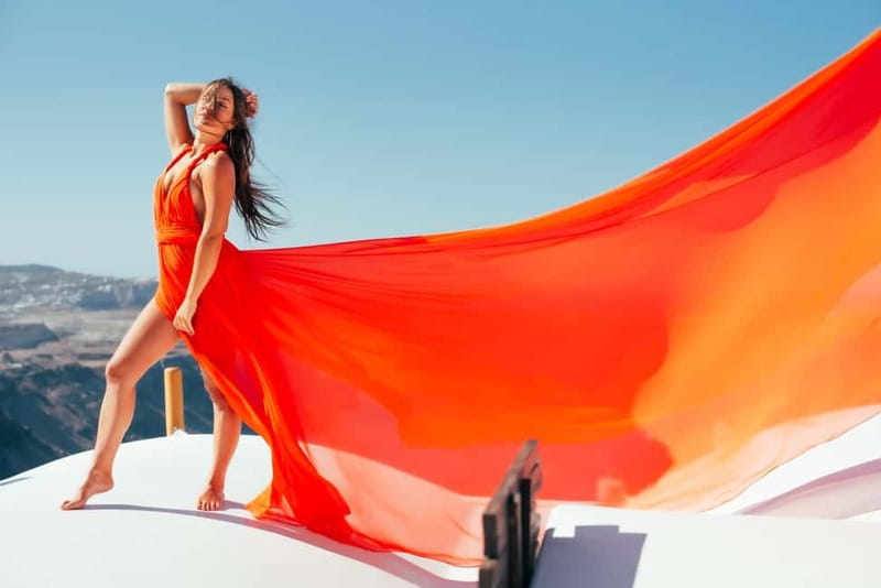 Santorini Flying Dress Photo Shoot - Key Points